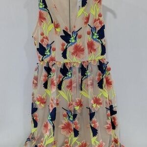 NWT Alice+Olivia By Stacey Bendet Embroidered Becca Hummingbird Appliqué Dress